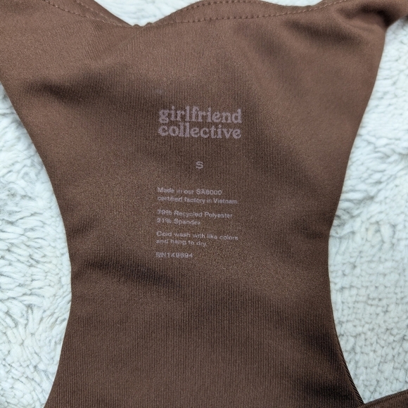 Girlfriend Collective Sports Bra Womens S Brown Paloma Racerback Long Line Gym - Picture 2 of 5